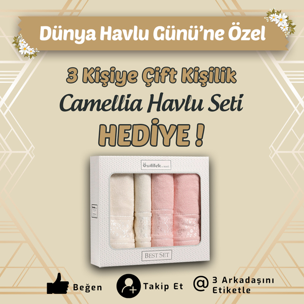 Özdilek Eskişehir'den 3 Kişiye Çift Kişilik Camellia Havlu Seti Hediye