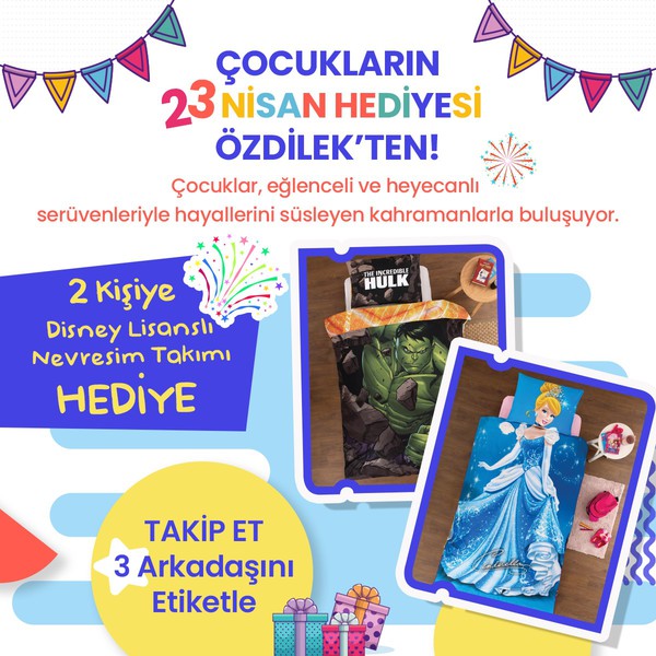 Özdilek Ev Tekstili - 23 Nisan Lisanslı Nevresim Takımı Hediyeli Instagram Yarışması