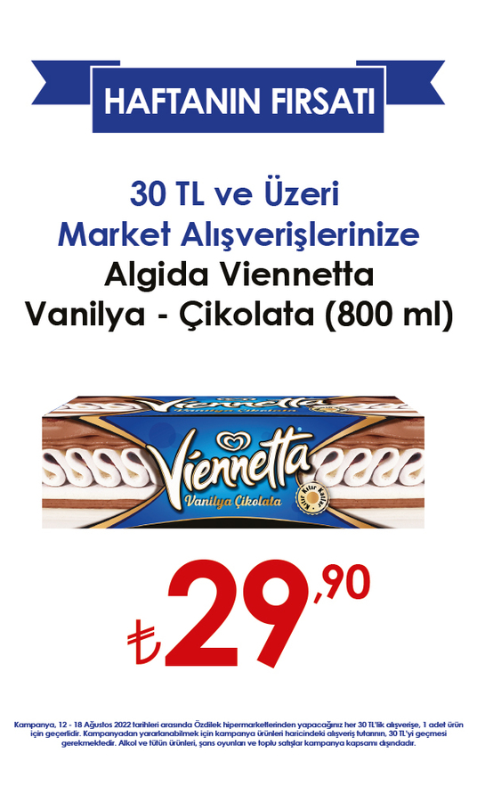 Algida Viennetta Vanilya - Çikolata ( 800 ml ) 29,90 TL