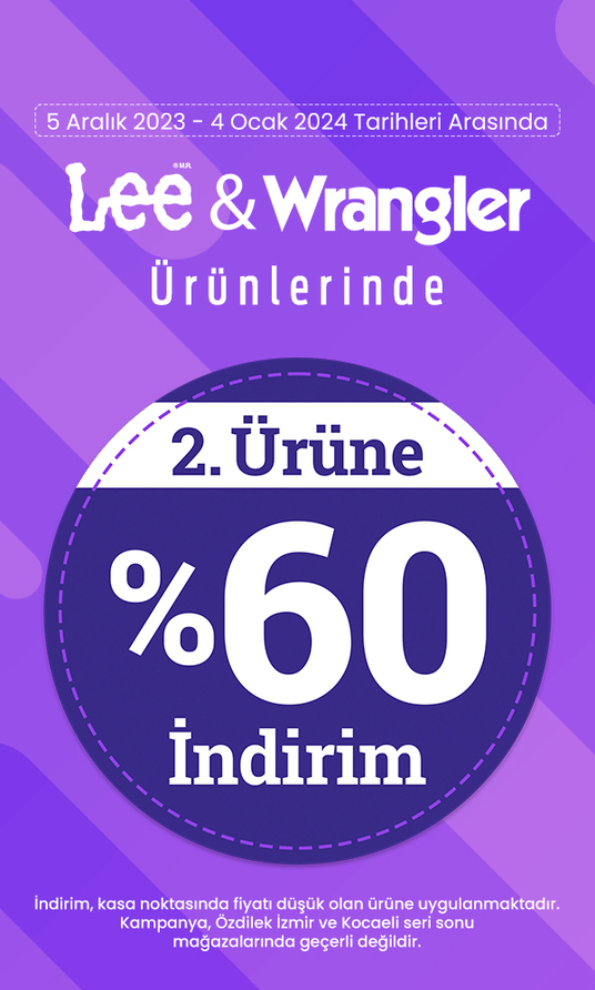 Lee & Wrangler Ürünlerinde 2. Ürüne %60 İndirim