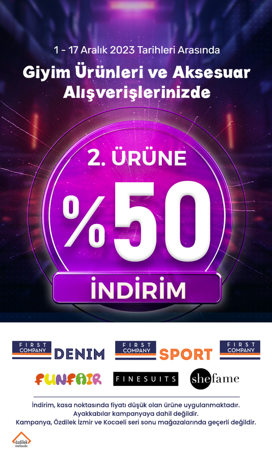 Giyim Ürünleri ve Aksesuar Alışverişlerinizde 2. Ürüne %50 İndirim