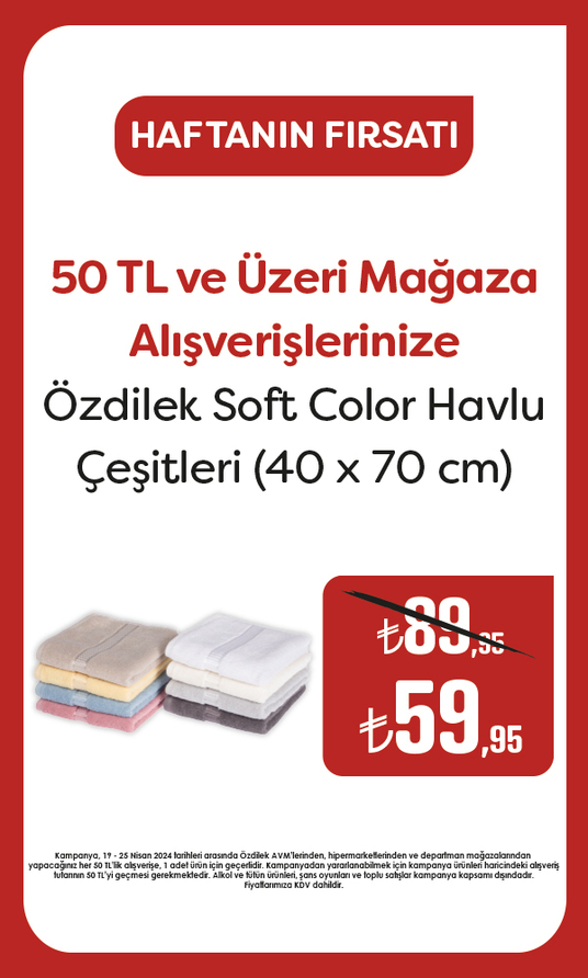 Özdilek Soft Color Havlu Çeşitleri 59,95 TL