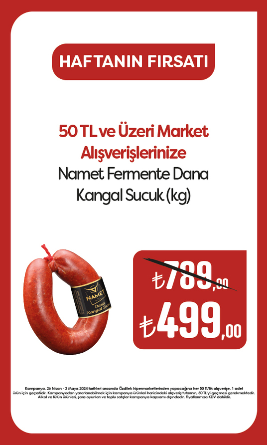 Namet Fermente Dana Kangal Sucuk 499,99 TL