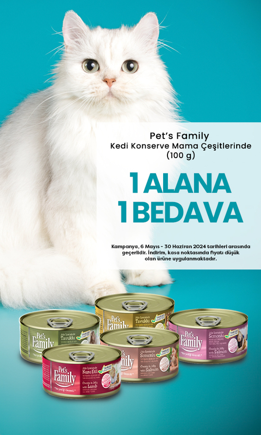 Pet's Family Kedi Konserve Maması Çeşitlerinde 1 Alana 1 Bedava 