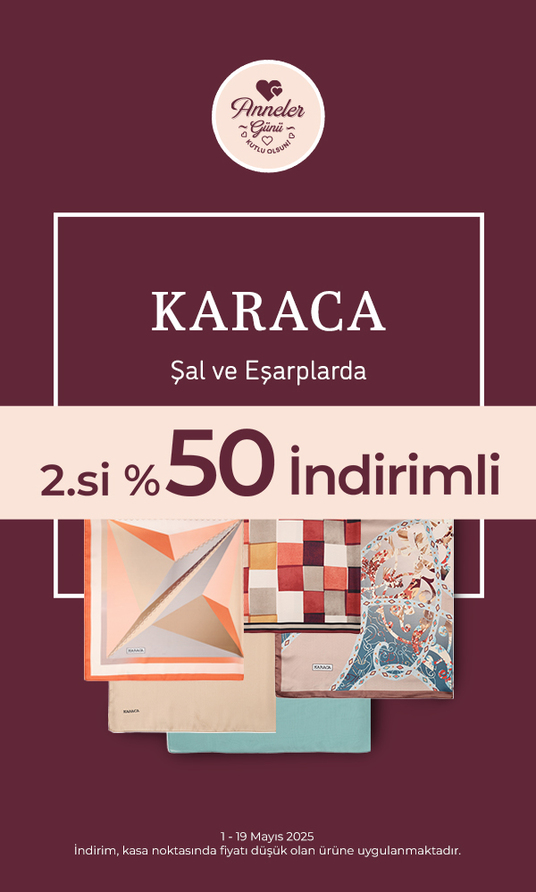 Karaca Şal ve Eşarplarda 2.si %50 İndirimli 